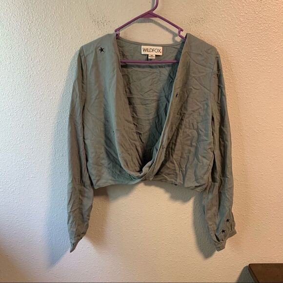 Wildfox Tops - WILDFOX Gray Starry Twist Blouse